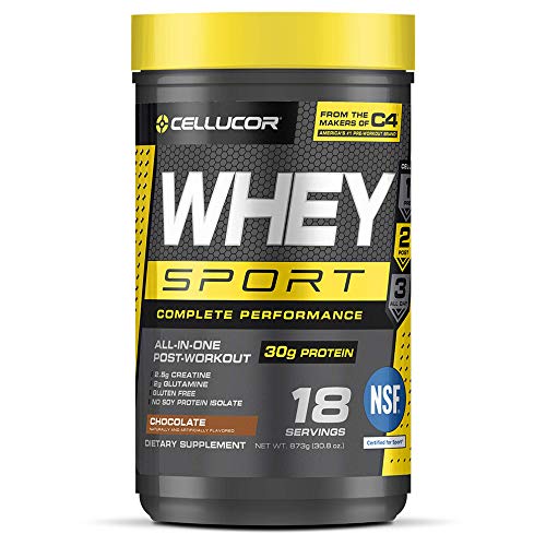 Cellucor Whey Sport Protein Powder Chocolate | Post Workout Recovery Drink with Whey Protein Isolate, Creatine & Glutamine | 18 Servings
