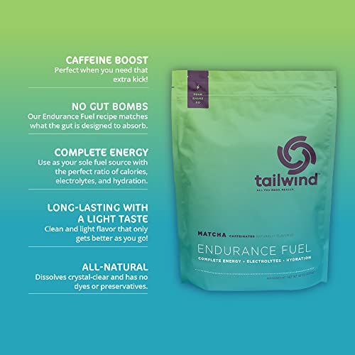 Tailwind Nutrition Endurance Fuel, Caffeine Drink Mix with Electrolytes, Non-GMO, Free of Soy, Dairy, and Gluten, Vegan Friendly, Green Tea Buzz, 50 Servings