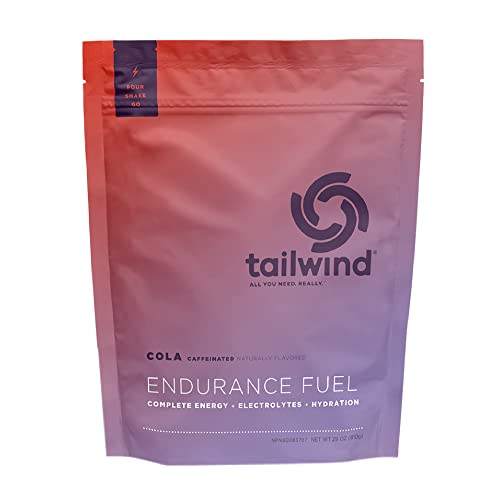 Tailwind Nutrition Endurance Fuel, Caffeine Drink Mix with Electrolytes, Non-GMO, Free of Soy, Dairy, and Gluten, Vegan Friendly, Colorado Cola, 30 Servings