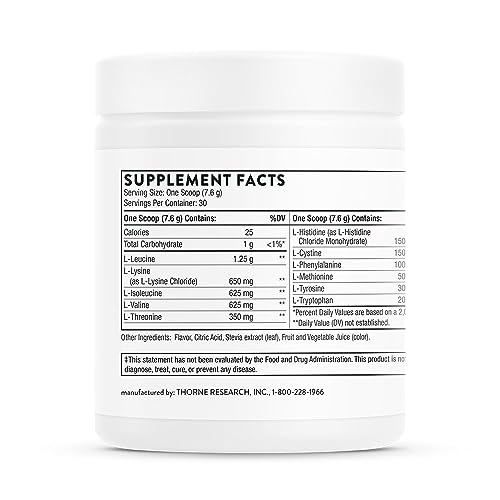 Thorne Amino Complex - Clinically-Validated EAA and BCAA Powder for Pre or Post-Workout - Promotes Lean Muscle Mass and Energy Production - NSF Certified for Sport