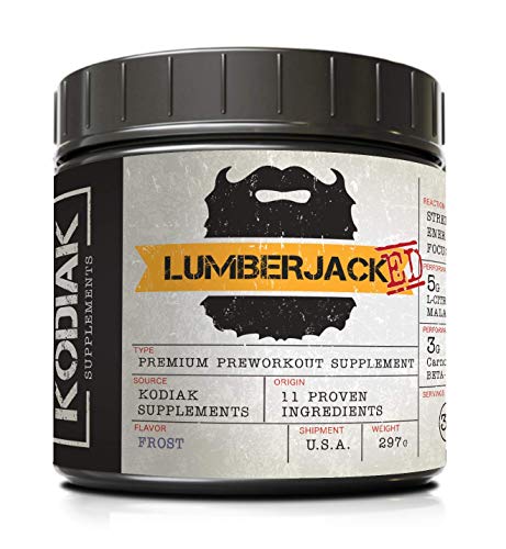 LUMBERJACKED Pre-Workout Supplement with CarnoSyn by Kodiak Supplements - 30 Servings - Better Pumps, Strength, Energy, and Focus - No Crash (Frost)