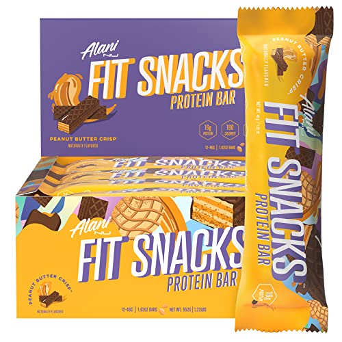 Alani Nu Fit Snack Protein Bar, Gluten-Free Bars, 16g Protein, Low-Sugar, Low-Carb, Gluten-Free, Peanut Butter Crisp, 12 Servings
