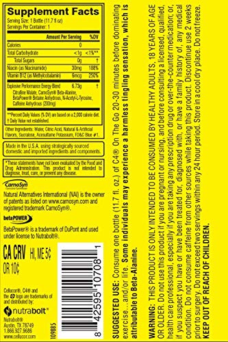 Cellucor C4 On The Go Zero Sugar Pre Workout Drink, Energy Drink + Beta Alanine, Cherry Limeade, 11.7 Fl Oz, Pack of 12