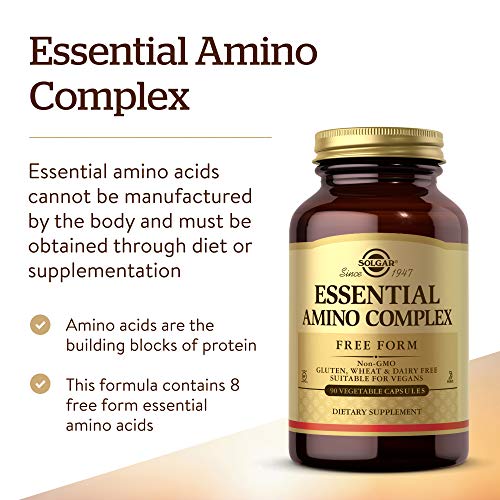 Solgar Essential Amino Complex, 90 Vegetable Capsules - Free Form Essential Amino Acids - Non-GMO, Vegan, Gluten Free, Dairy Free, Kosher - 90 Servings
