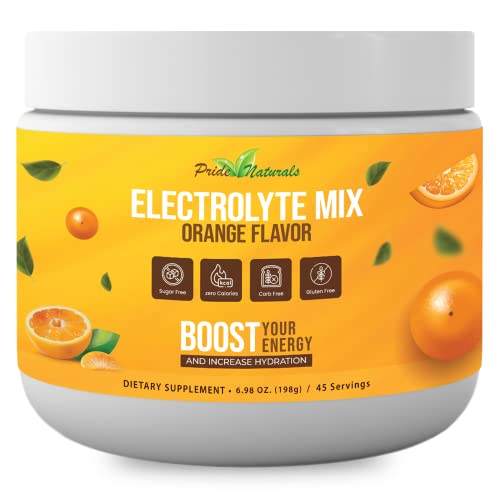 Electrolyte Powder - Refreshing Workout Recovery Electrolytes, Sugar Free, Gluten Free & Vegan, Pure Keto & Paleo Hydration Beverage, Immune Boosting Vitamins (198 Grams, Orange)