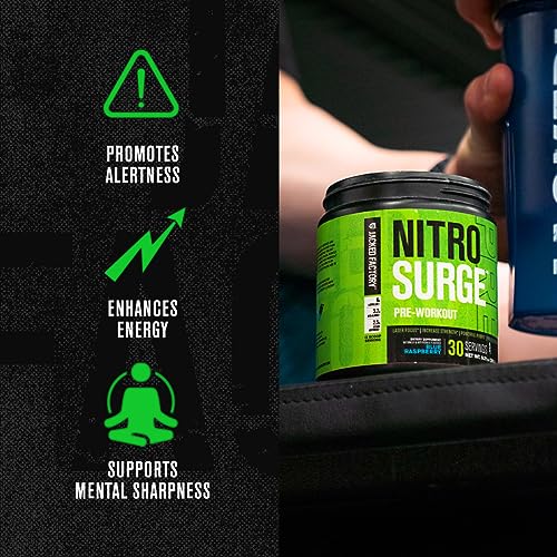 NITROSURGE Pre Workout Supplement - Endless Energy, Instant Strength Gains, Clear Focus, Intense Pumps - Nitric Oxide Booster & Preworkout Powder with Beta Alanine - 30 Servings, Cherry Limeade