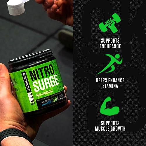NITROSURGE Pre Workout Supplement - Endless Energy, Instant Strength Gains, Clear Focus, Intense Pumps - Nitric Oxide Booster & Preworkout Powder with Beta Alanine - 30 Servings, Cherry Limeade