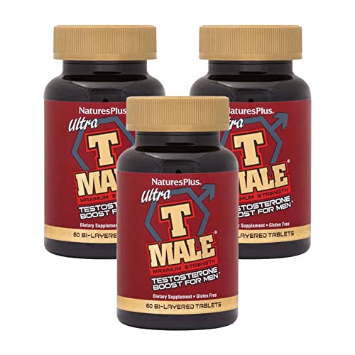 NaturesPlus Ultra T Male - 60 Bi-Layered Tablets, Pack of 3 - Maximum Strength - Vegetarian, Gluten Free - 90 Total Servings