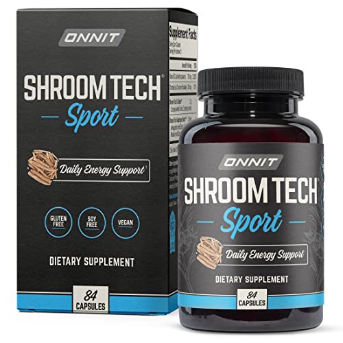 ONNIT Shroom TECH Sport (84ct) | All Natural Pre-Workout Supplement with Ashwagandha, Cordyceps Mushroom, and Rhodiola Rosea