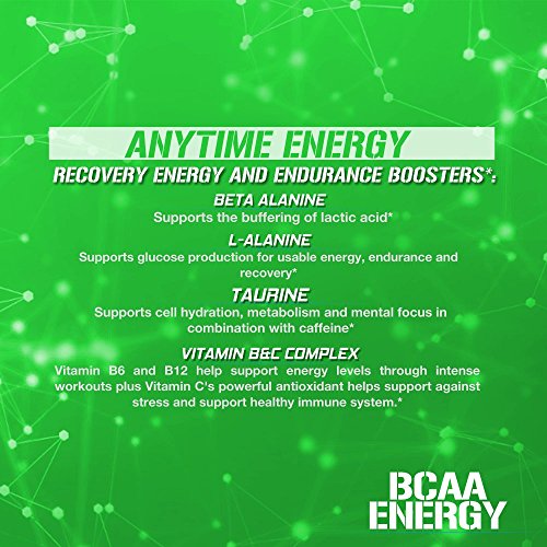 EVL BCAAs Amino Acids Powder - Rehydrating BCAA Powder Post Workout Recovery Drink with Natural Caffeine - BCAA Energy Pre Workout Powder for Muscle Recovery Lean Growth and Endurance - Green Apple