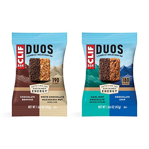 Clif Bar - Duos Bars - Energy Bars made with Organic Oats, Plant Based Protein, Vegan Friendly, Variety Pack (18 Count, 1.66 Ounce Protein Bars)