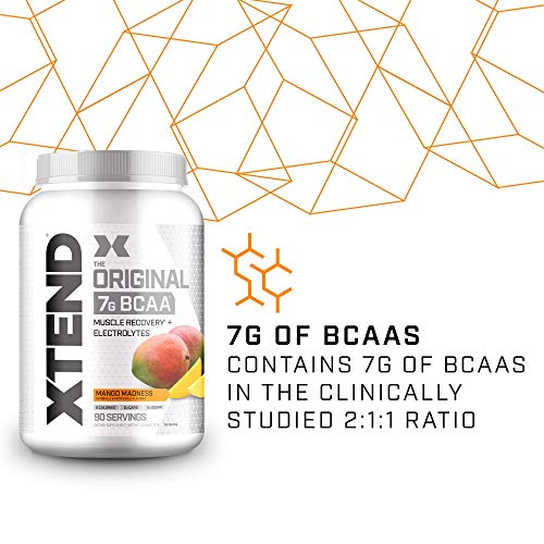 XTEND Original BCAA Powder Mango Madness | Sugar Free Post Workout Muscle Recovery Drink with Amino Acids | 7g BCAAs for Men & Women | 90 Servings