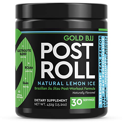 Gold BJJ PostRoll - Jiu Jitsu Post Workout Supplement with EAA & BCAA Essential Amino Acids - Martial Arts Specific Post-Workout Powder (Lemon Ice, 30 Servings)