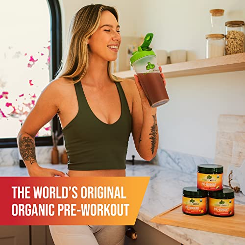 Organic Muscle Superfood Pre Workout Powder for Men & Women, Passionfruit Guava - USDA Organic Preworkout Supplement for Endurance - Vegan, Natural, Plant-Based, Low Caffeine Pre-Workout Energy Powder