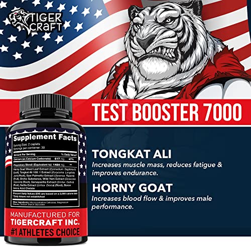 TIGERCRAFT Vitamins for Men - Made in USA - with Horny Goat Weed, Tongkat Ali & Saw Palmetto - 60 Caplets