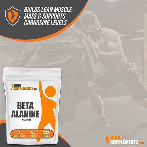 BULKSUPPLEMENTS.COM Beta Alanine Powder - Beta Alanine Pre Workout, Beta Alanine 3000mg - Beta Alanine 1kg, Beta Alanine Bulk - Unflavored, Pure & Gluten Free, 3g per Serving, 1kg (2.2 lbs)
