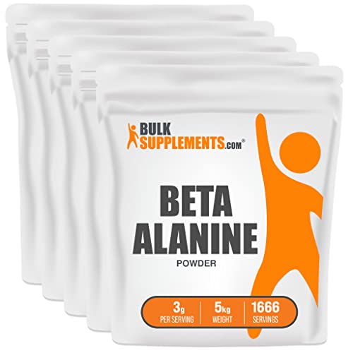 BULKSUPPLEMENTS.COM Beta Alanine Powder - Beta Alanine Supplement for Muscle Recovery & Endurance - Unflavored and Gluten Free - 3000mg per Serving (5 Kilograms - 11 lbs)