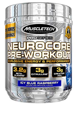 Pre Workout + Muscle Builder | MuscleTech Neurocore Preworkout | Creatine HCl + L Citrulline + Yohimbine + Beta Alanine + Caffeine | Pre-Workout Powder for Men & Women | Blue Raspberry (33 Servings)