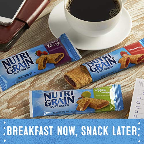 Kellogg's Nutri-Grain, Soft Baked Breakfast Bars, Variety Pack, Bulk Size, 8 Count (Pack of 12)