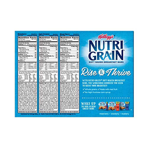 Kellogg's Nutri-Grain, Soft Baked Breakfast Bars, Variety Pack, Bulk Size, 8 Count (Pack of 12)