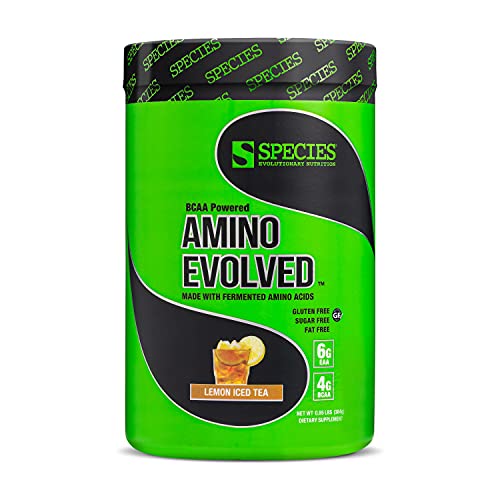 Species Nutrition Amino Evolved EAA & BCAA Powder, Fermented Amino Acids, Branched Chain Amino Acid Muscle Recovery & Endurance, Pre & Post Workout Supplement (Lemon Iced Tea, 30 Servings)