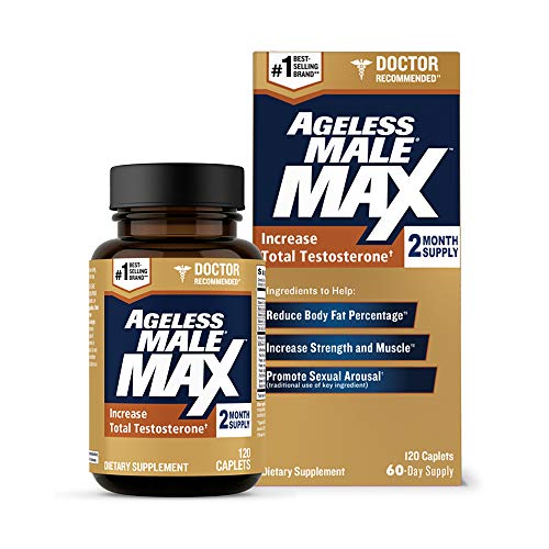 Ageless Male Max Total Testosterone Booster for Men and Nitric Oxide Booster - Improve Workouts, Reduce Fat Faster Than Exercise Alone, Support Sleep, Drive & Energy, 120ct - 2 Month Supply