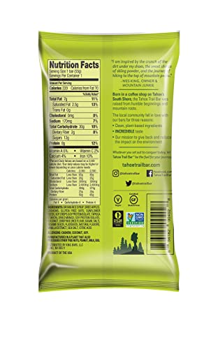Tahoe Trail Bar, Plant-Based Natural Energy Bar (1.94 Ounce Protein Bar, 12 Count) High Protein Non-GMO, Gluten-Free, Vegan Healthy Snacks - Mango Coconut
