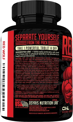 Red Wolf Performance Booster for Men - Testosterone Booster - Ultimate Men’s High Potency Endurance & Strength Booster - w/ Tongkat Ali - Testosterone Supplement Supports Male enhancement - 30Ct