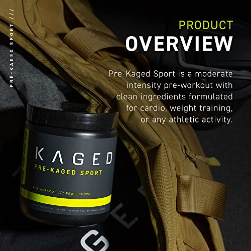 Kaged Workout Powder Pre-Kaged Sport Pre Workout for Men and Women, Increase Energy, Focus, Hydration, and Endurance, Organic Caffeine, Plant Based Citrulline, Fruit Punch