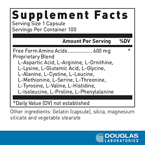 Douglas Laboratories Free Form Amino Capsules | Balanced Amino Acid Mixture to Support Energy, Muscles, Tissues, Bones, and Overall Health* | 100 Capsules