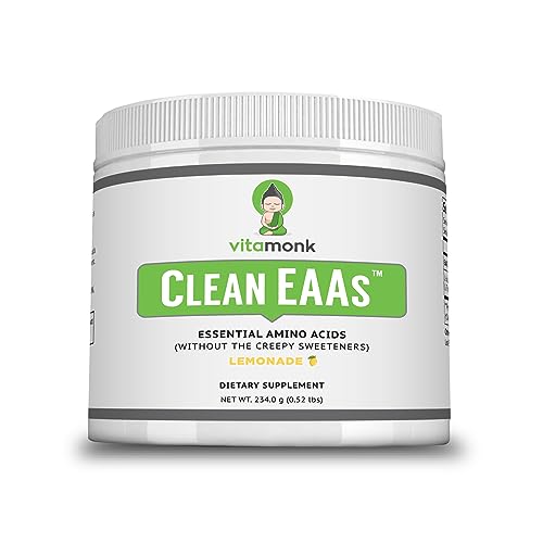 VitaMonk Clean EAA - EAAs with No Artificial Sweeteners for Pre-Workout, Energy and Recovery - Max Bioavailable EAA Powder with 9 Essential Amino Acids - Natural Lemonade Flavor