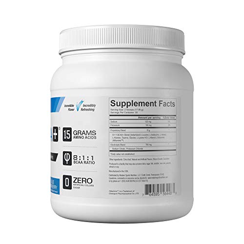 Modern BCAA+ Original Branched Chain Amino Acid Powder | Sugar Free Post Workout Muscle Recovery & Hydration Drink with 15g Amino Acids and 8:1:1 BCAA Ratio for Men & Women | 30 Servings