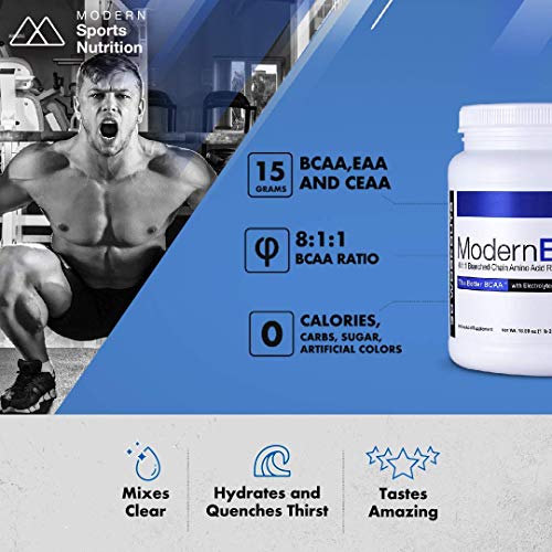 Modern BCAA+ Original Branched Chain Amino Acid Powder | Sugar Free Post Workout Muscle Recovery & Hydration Drink with 15g Amino Acids and 8:1:1 BCAA Ratio for Men & Women | 30 Servings