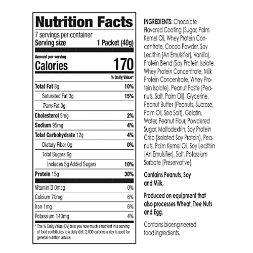 BariWise Protein Bar, Peanut Butter, 170 Calories, 15g Protein, Gluten Free (7ct)