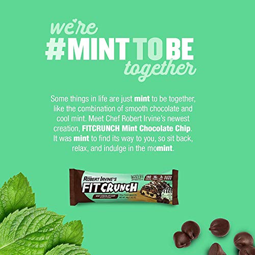 FITCRUNCH Snack Size Protein Bars, Designed by Robert Irvine, 6-Layer Baked Bar, 3g of Sugar & Soft Cake Core (9 Bars, Mint Chocolate Chip)