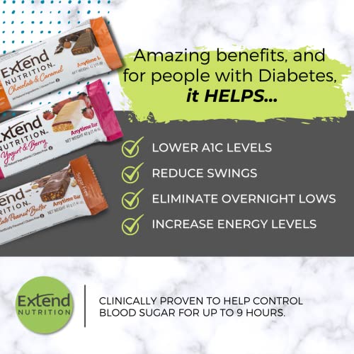 Extend Nutrition Protein Bars for Diabetics, Low Carb, High Protein Healthy Snacks, No Added Sugar Keto Bars, Ideal To Help Blood Sugar Support, Diabetes Snacks for Adults and Kids, Yogurt and Berry, 15 Count)