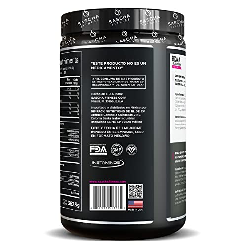 SASCHA FITNESS BCAA 4:1:1 + Glutamine, HMB, L-Carnitine, HICA | Powerful and Instant Powder Blend with Branched Chain Amino Acids (BCAAs) for Pre, Intra and Post-Workout
