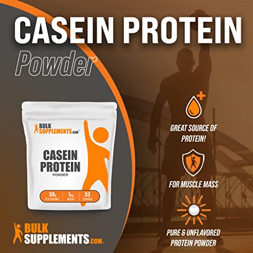 BULKSUPPLEMENTS.COM Casein Protein Powder - Whey Casein Blend Protein Powder - Protein Powder Casein - Micellar Casein Powder - 30g per Serving, 33 Servings (1 Kilogram - 2.2 lbs)