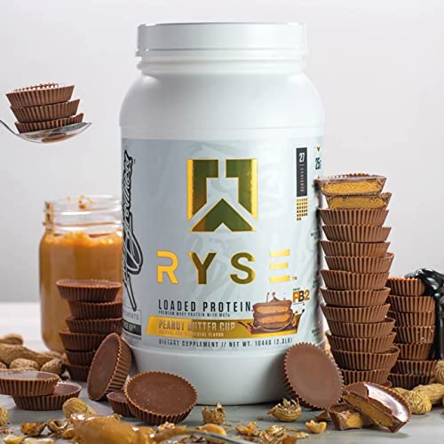 Ryse Loaded Protein Powder | 25g Whey Protein Isolate & Concentrate | with Prebiotic Fiber & MCTs | Low Carbs & Low Sugar | 27 Servings (Peanut Butter Cup)