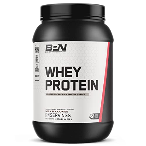 BARE PERFORMANCE NUTRITION, BPN Whey Protein Powder, Milk N' Cookies, 25g of Protein, Excellent Taste & Low Carbohydrates, 88% Whey Protein & 12% Casein Protein, 27 Servings