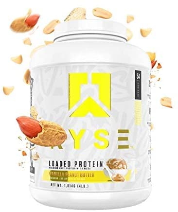 Ryse Loaded Protein Vanilla Peanut Butter | 24-25g Premium Whey Protein | MCT Healthy Fats | 54 Serving | Organic Prebiotic Fiber | Low Carbs and Low Sugar | Easy Mixing & Amazing Taste