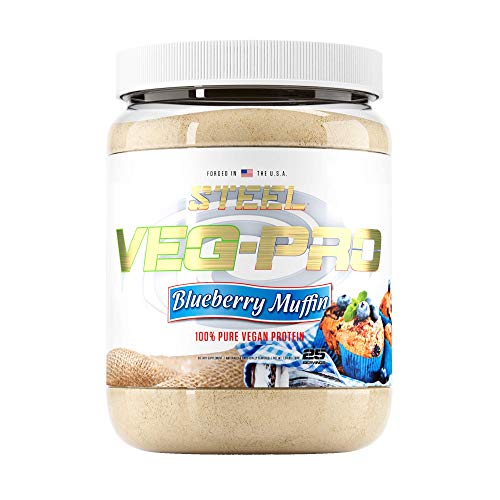 Steel Supplements Veg-PRO Vegan Protein Powder, Blueberry Muffin - Organic Pea Protein Powder, Gluten Free, Dairy Free, Soy Free, Non GMO, BCAA Amino Acid (25 Servings, 1.65lbs)