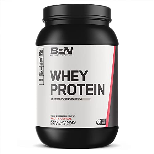 BARE PERFORMANCE NUTRITION, BPN Whey Protein Powder, Fruity Cereal, 25g of Protein, Excellent Taste & Low Carbohydrates, 88% Whey Protein & 12% Casein Protein, 27 Servings