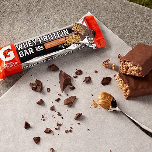 Gatorade Whey Protein Recover Bars, Peanut Butter Chocolate, 2.8 ounce bars (Pack of 12)