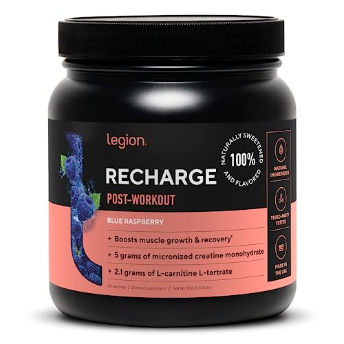 LEGION Recharge Post Workout Supplement - All Natural Muscle Builder & Recovery Drink with Micronized Creatine Monohydrate Naturally Sweetened & Flavored