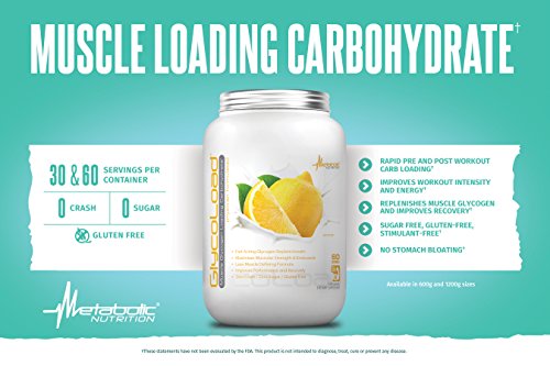 Metabolic Nutrition, Glycoload, 100% Micronized Cyclic Cluster Dextrin Carbohydrate Powder, Muscle Glycogen Loading Carbohydrate, Pre Intra Post Workout Supplement, 600 Gram (30 Servings)