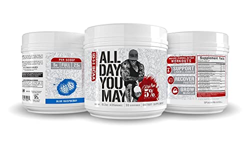 5% Nutrition Rich Piana AllDayYouMay BCAA Powder, 9g Amino Acids | Elite Intra & Post Workout for Muscle Recovery, Hydration, Endurance, Joint & Liver Support