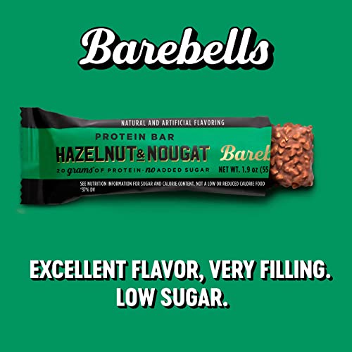 Barebells Protein Bars Hazelnut & Nougat - 12 Count, Pack of 2 - Protein Snacks with 20g of High Protein - Chocolate Protein Bar with 1g of Total Sugars - On The Go Protein Snack & Breakfast Bars