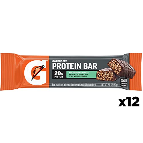 Gatorade Whey Protein Bars, Mint Chocolate Crunch, 2.8 oz bars (Pack of 12, 20g of protein per bar)