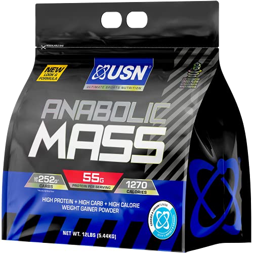 USN Anabolic Mass, Cookies & Cream, Sports Nutrition Weight Gainer Supplement, Whey Protein Concentrate, Whey Protein Isolate, Casein, Egg White Protein, MCT derived from Coconut,